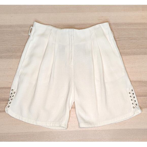 Roberto Cavalli Womens Wide Leg Shorts Size 10 L White Laces Designer Italy $949
